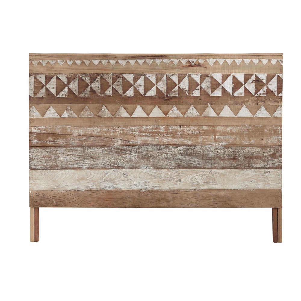 Tête de lit à motifs en bois recyclé L 160 cm Tête de lit à motifs en bois recyclé L 160 cm