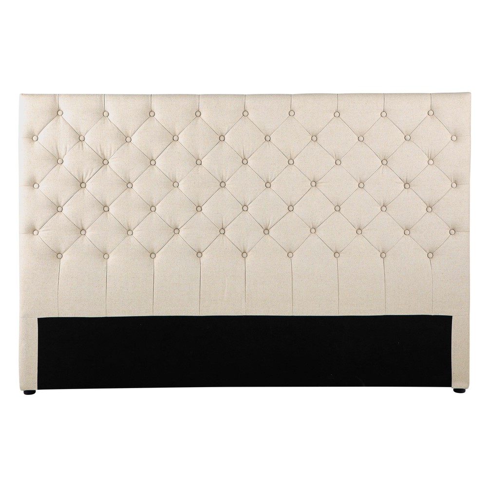 Tête de lit capitonnée vintage en lin L 180 cm Tête de lit capitonnée vintage en lin L 180 cm