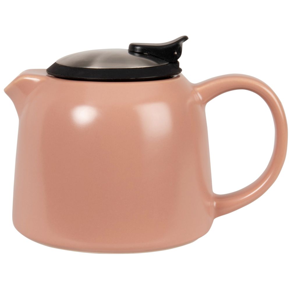 Théière en grès vieux rose et métal argenté 0.8L Théière en grès vieux rose et métal argenté 0.8L