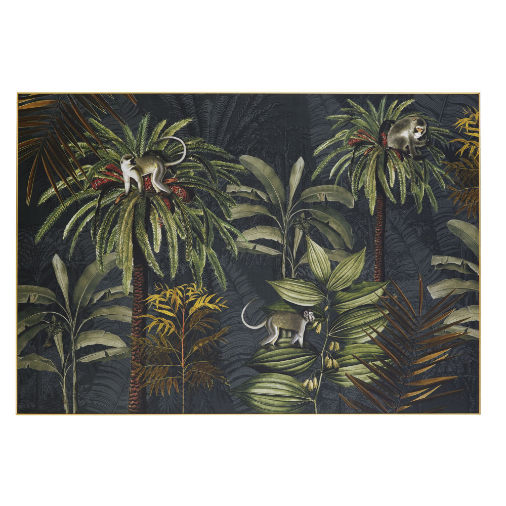 Toile impression jungle noire et verte, chassis en bois 130x90 Toile impression jungle noire et verte, chassis en bois 130x90