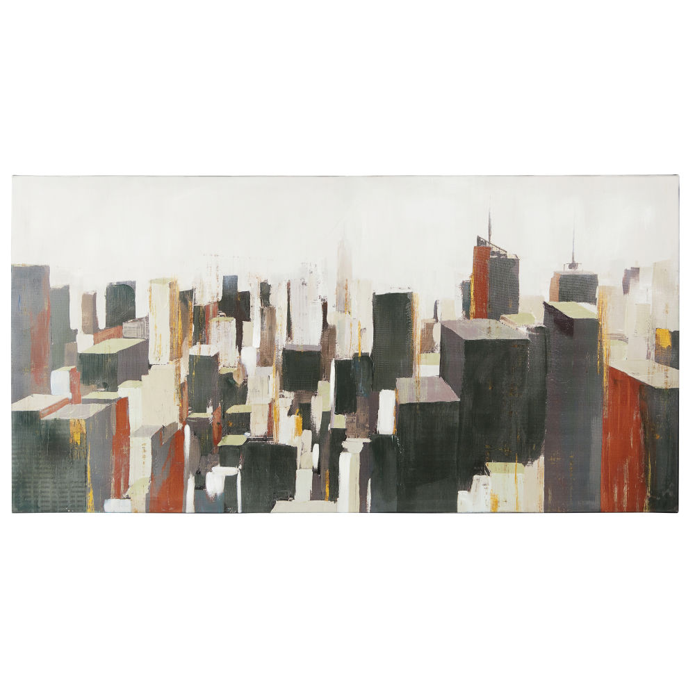 Toile imprimée et peinte New York grise et marron 120x60