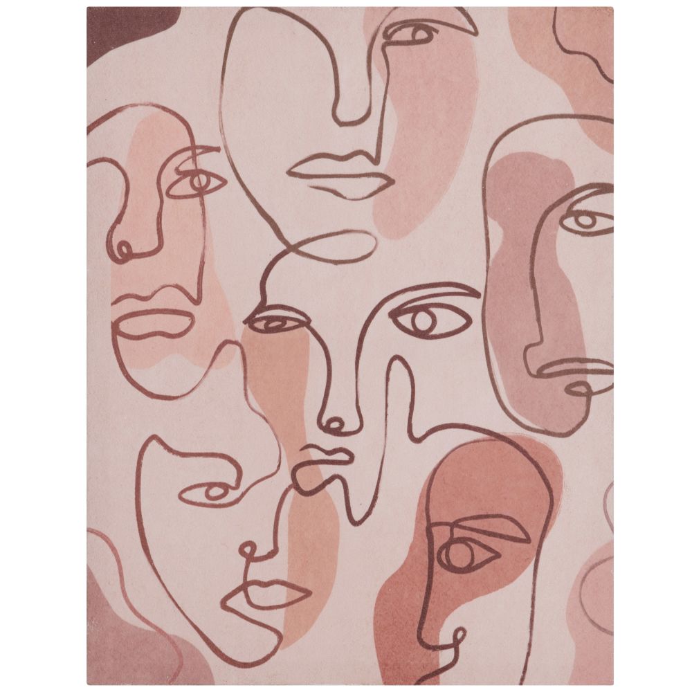 Toile visages abstraits rose, beige et noire 35x45 Toile visages abstraits rose, beige et noire 35x45