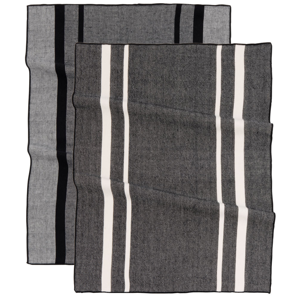 Torchons en coton bio tissé écru et gris anthracite (x2) 50x70 Torchons en coton bio tissé écru et gris anthracite (x2) 50x70