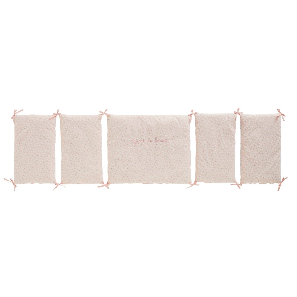 Tour de lit bébé en coton blanc et rose à motifs (photo) Tour de lit bébé en coton blanc et rose à motifs