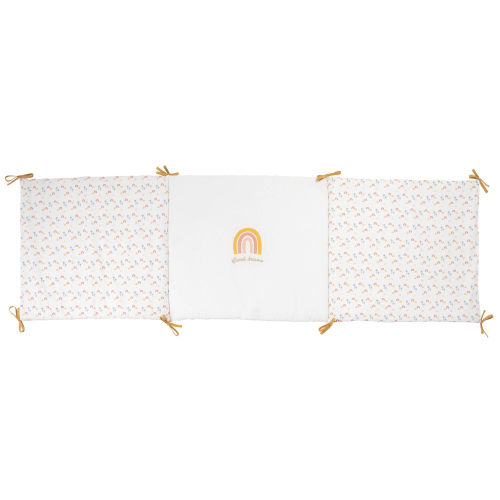Tour de lit bébé en coton motifs palmiers et arcs-en-ciel multicolores Tour de lit bébé en coton motifs palmiers et arcs-en-ciel multicolores