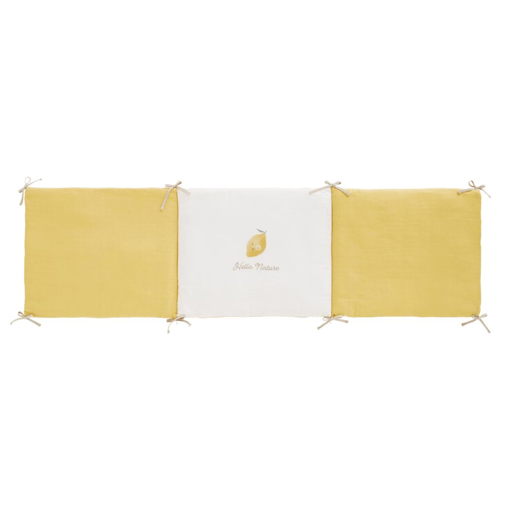 Tour de lit bébé en gaze de coton jaune et blanc imprimé citron Tour de lit bébé en gaze de coton jaune et blanc imprimé citron
