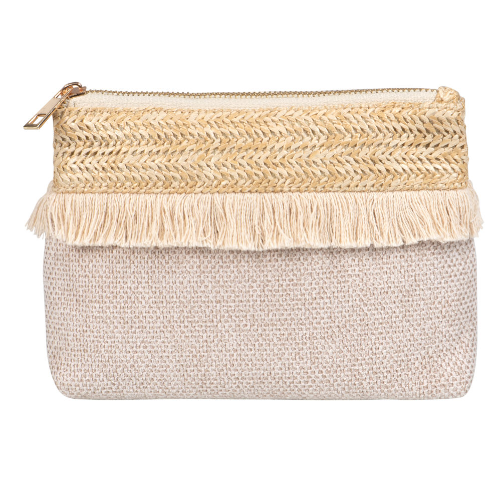 Trousse beige à franges (photo) Trousse beige à franges