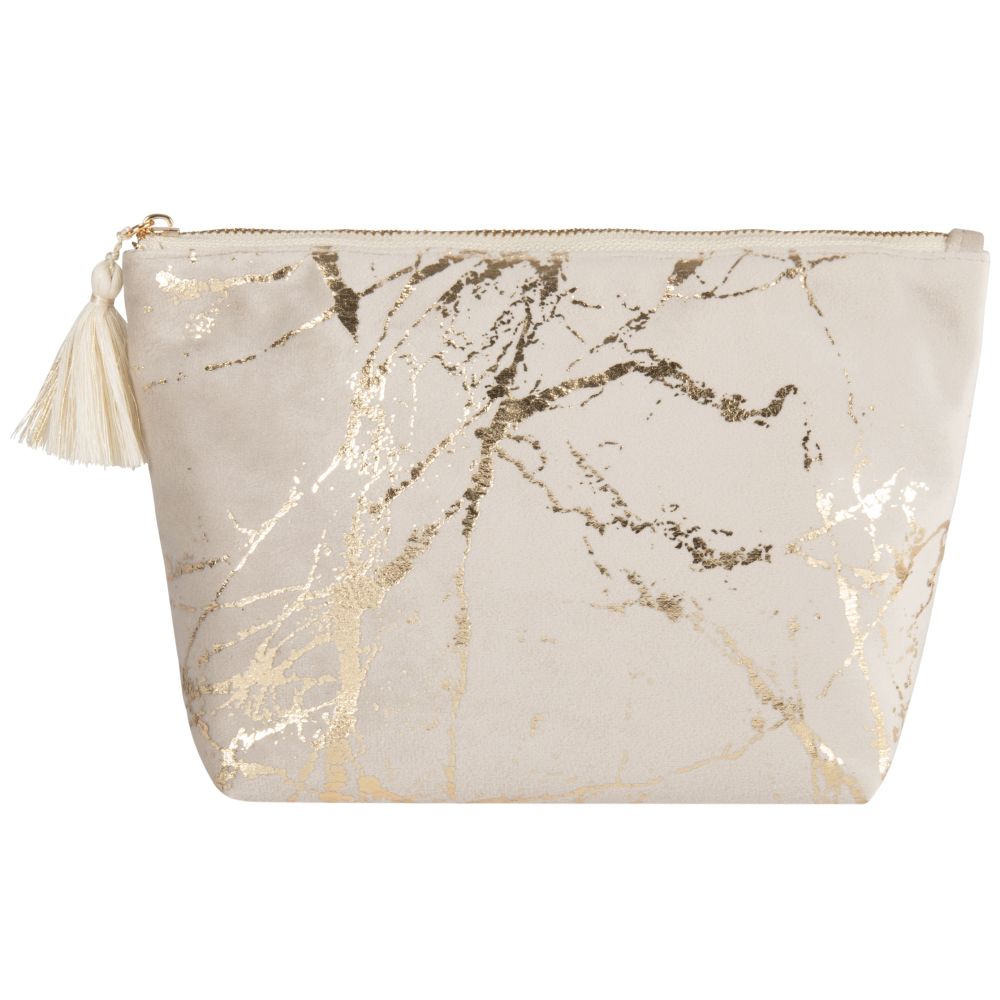 Trousse effet marbre beige et doré (photo) Trousse effet marbre beige et doré