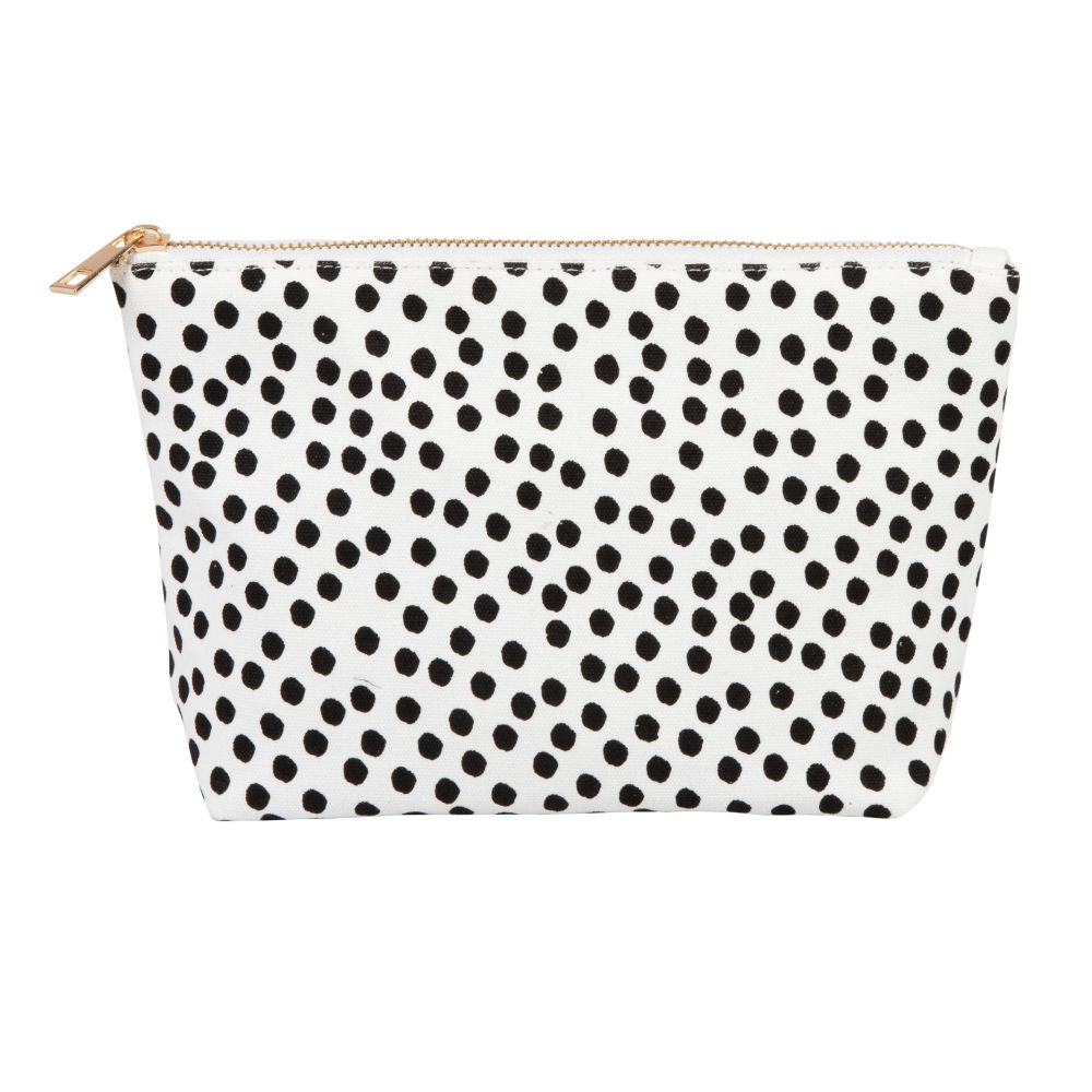 Trousse en coton blanc motifs à pois noirs (photo) Trousse en coton blanc motifs à pois noirs