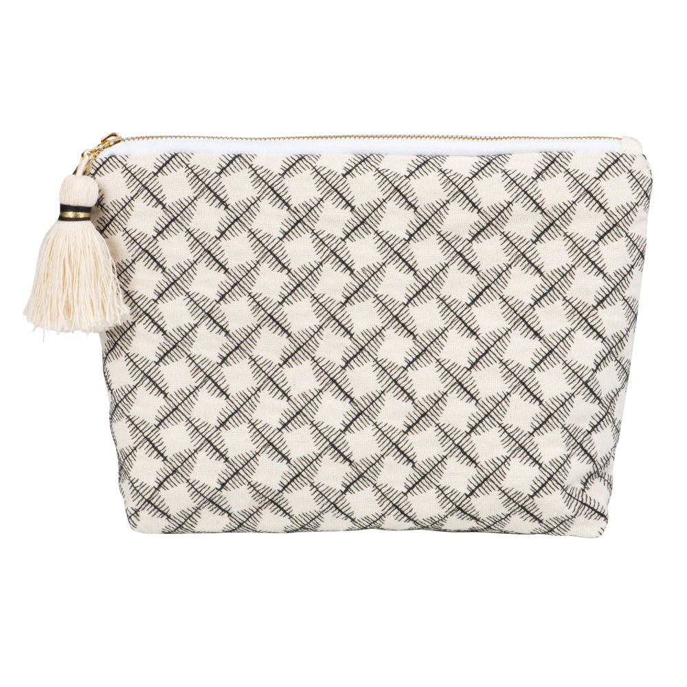 Trousse en coton écru à motifs (photo) Trousse en coton écru à motifs