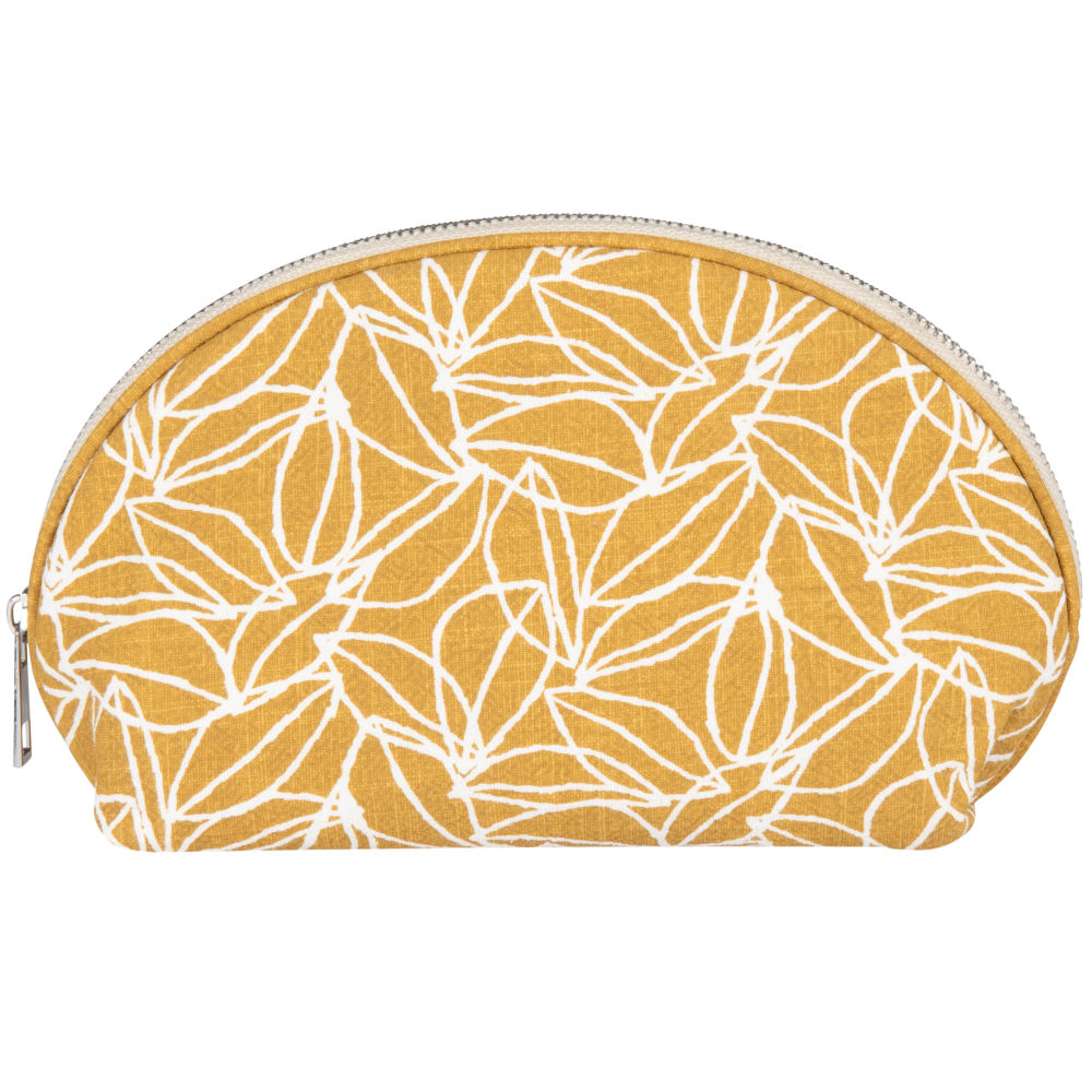 Trousse en coton et ramie jaune imprimé floral beige (photo) Trousse en coton et ramie jaune imprimé floral beige