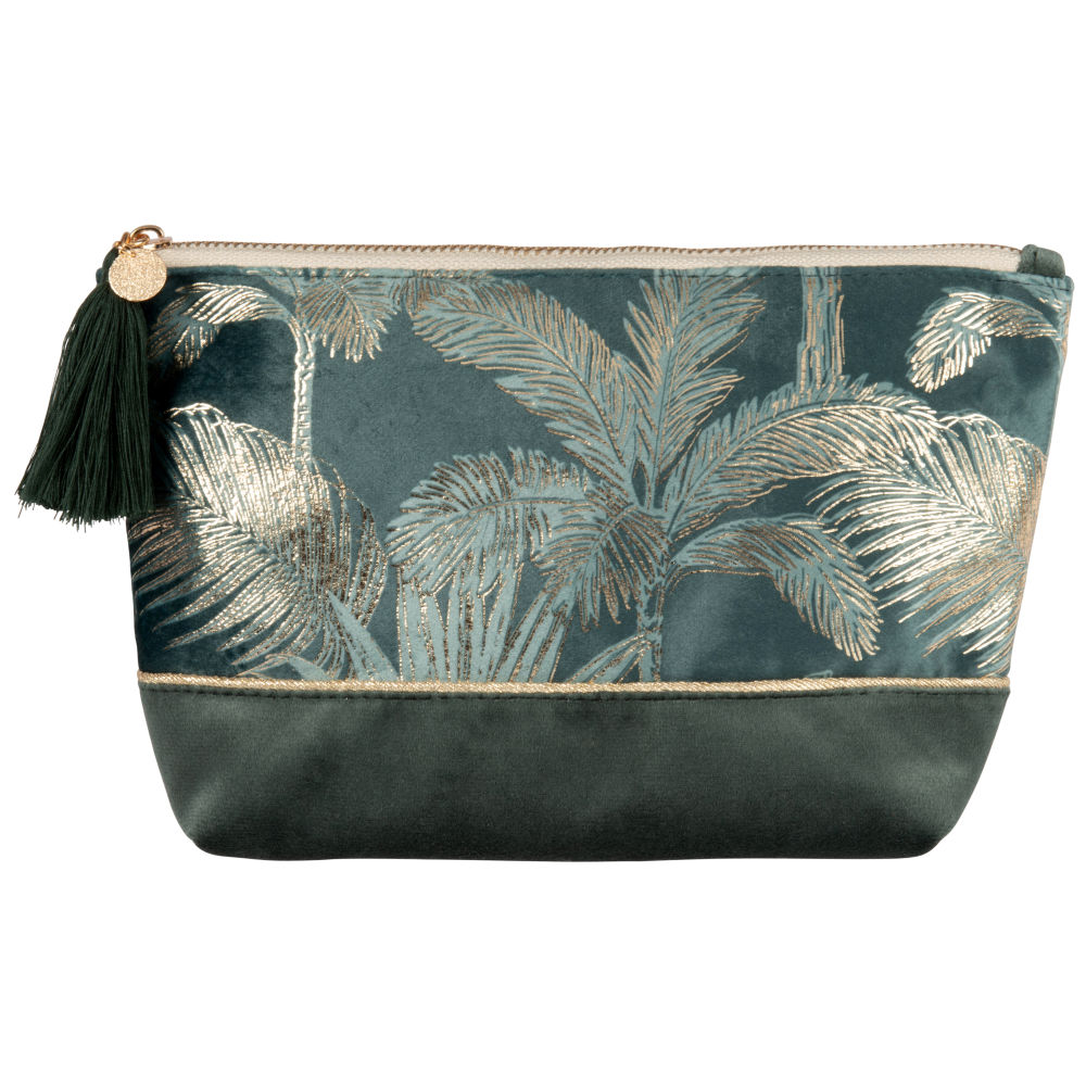 Trousse en coton vert imprimé palmier (photo) Trousse en coton vert imprimé palmier