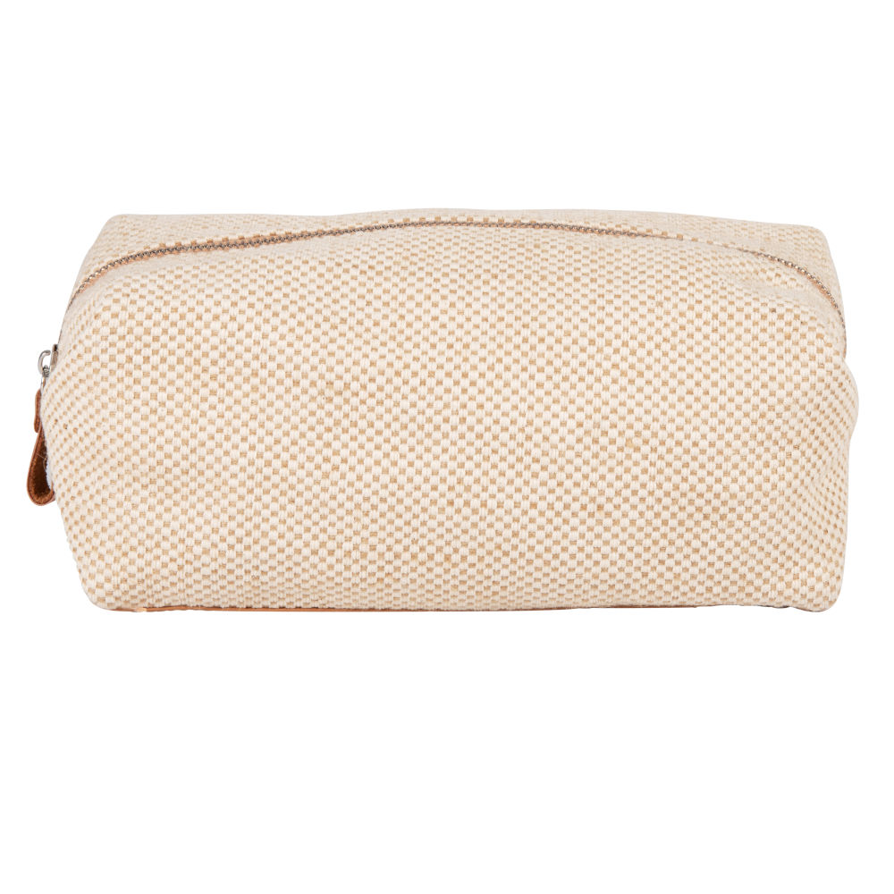 Trousse en lin beige et camel (photo) Trousse en lin beige et camel
