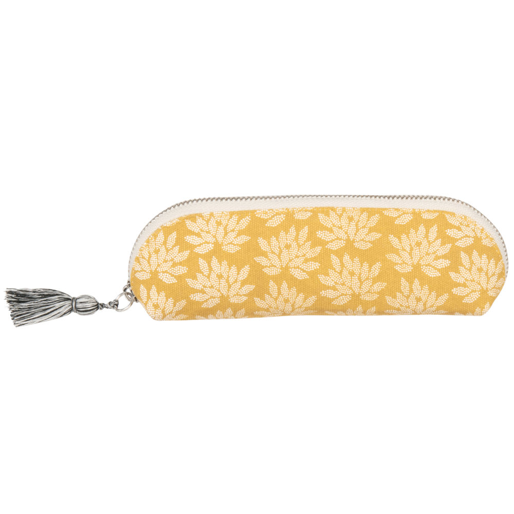 Trousse jaune motif floral (photo) Trousse jaune motif floral