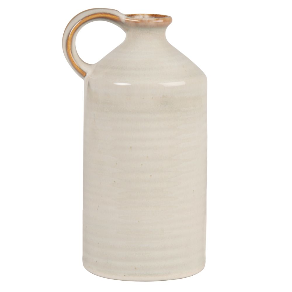Vase à anse en grès blanc H23 (photo) Vase à anse en grès blanc H23