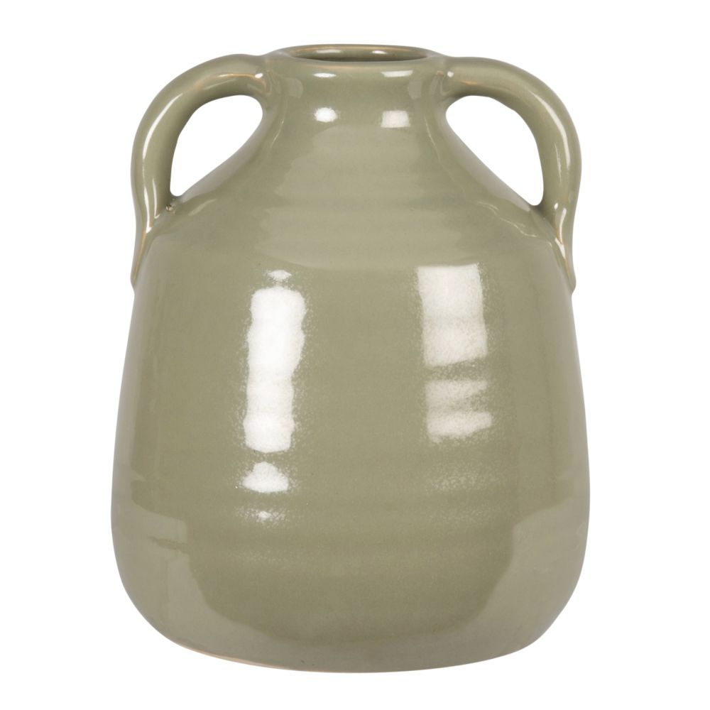 Vase avec anses en dolomite vert kaki H18 Vase avec anses en dolomite vert kaki H18