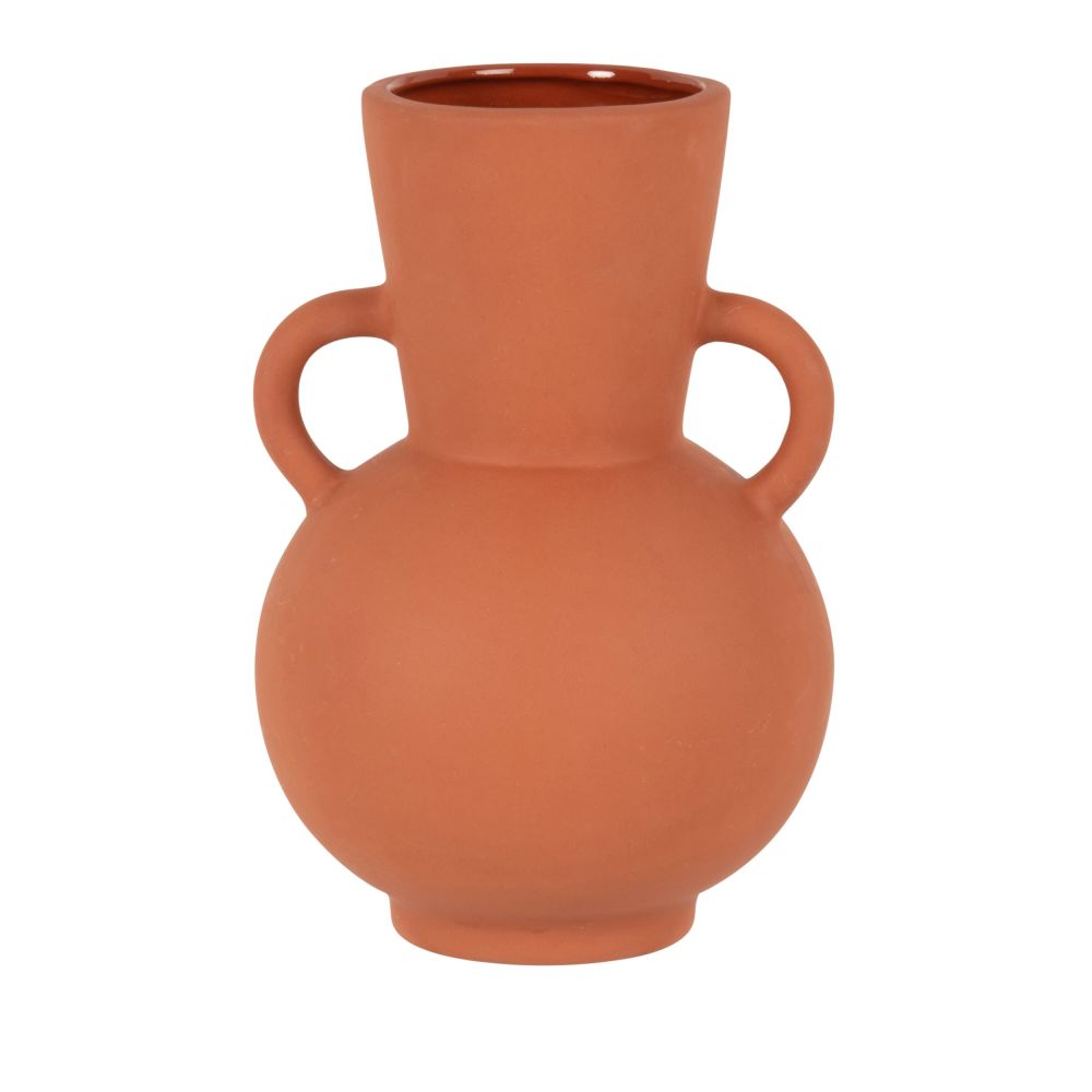 Vase avec poignées en grès orange H20 Vase avec poignées en grès orange H20