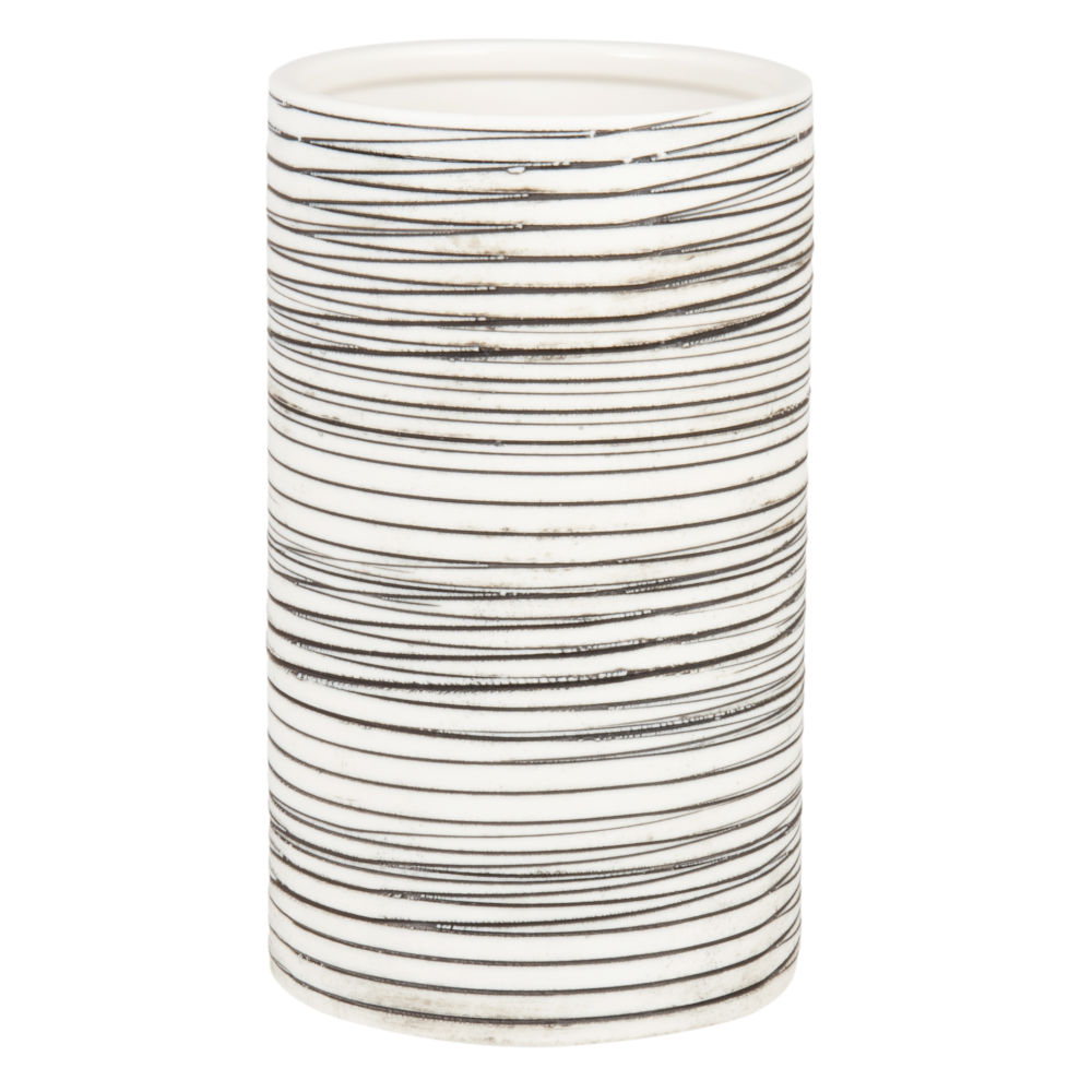 Vase beige rayures noires H15 (photo) Vase beige rayures noires H15