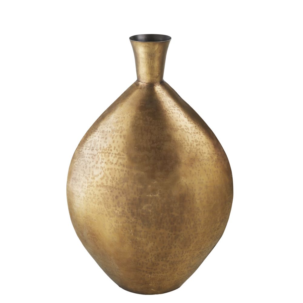 Vase boule en métal martelé coloris bronze H70 (photo) Vase boule en métal martelé coloris bronze H70
