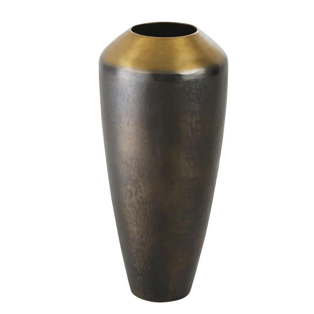 Vase en aluminium noir et doré H56