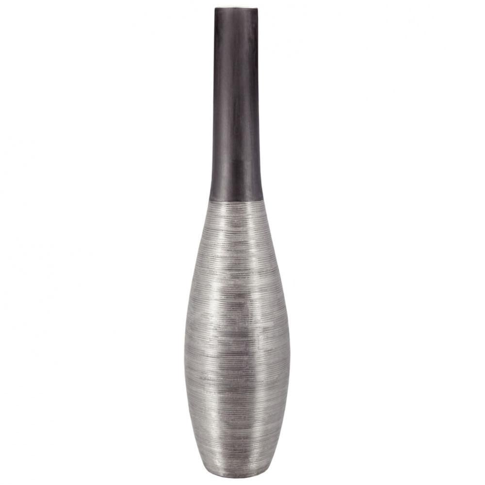 Vase en argile argenté H 76 cm