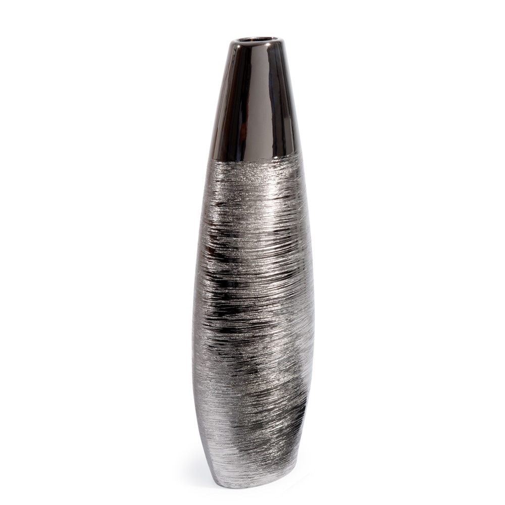 Vase en céramique argenté H 59 cm