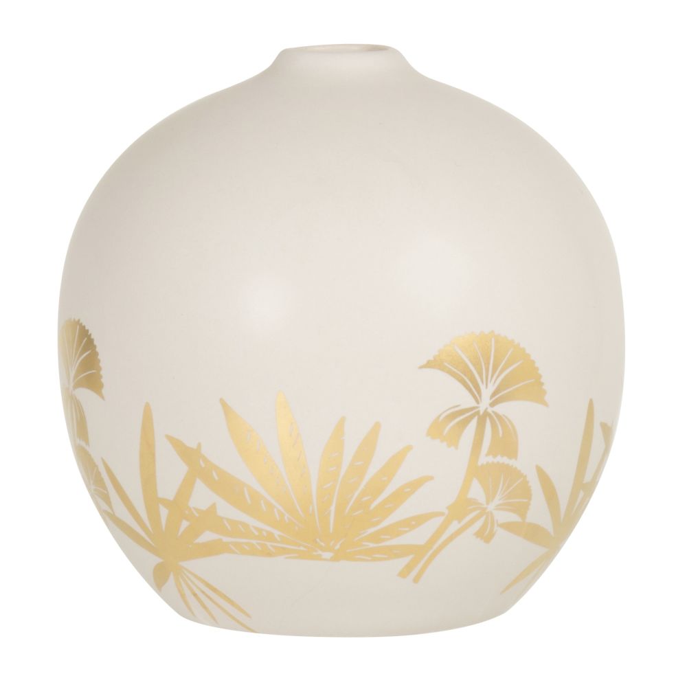 Vase en dolomite blanche et motifs imprimés dorés H14