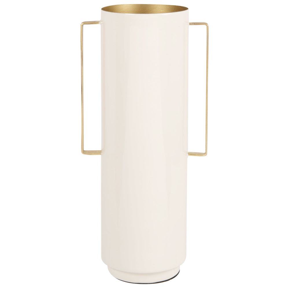 Vase en fer blanc et doré avec anses H28