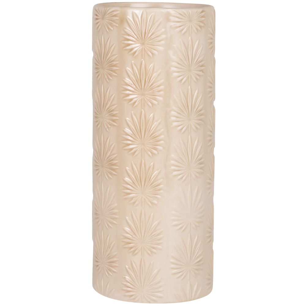 Vase en gès motif palmiers marron H35