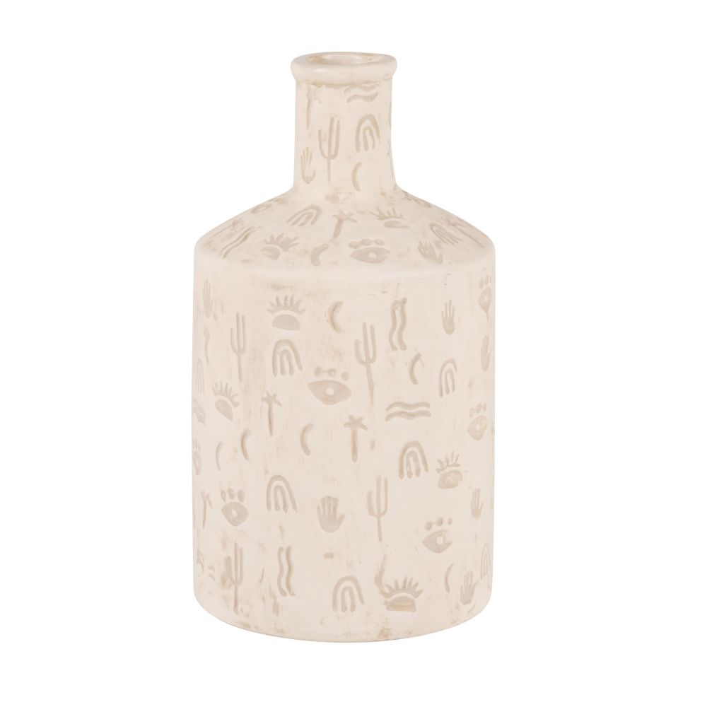 Vase en grès beige à motifs H22 Vase en grès beige à motifs H22