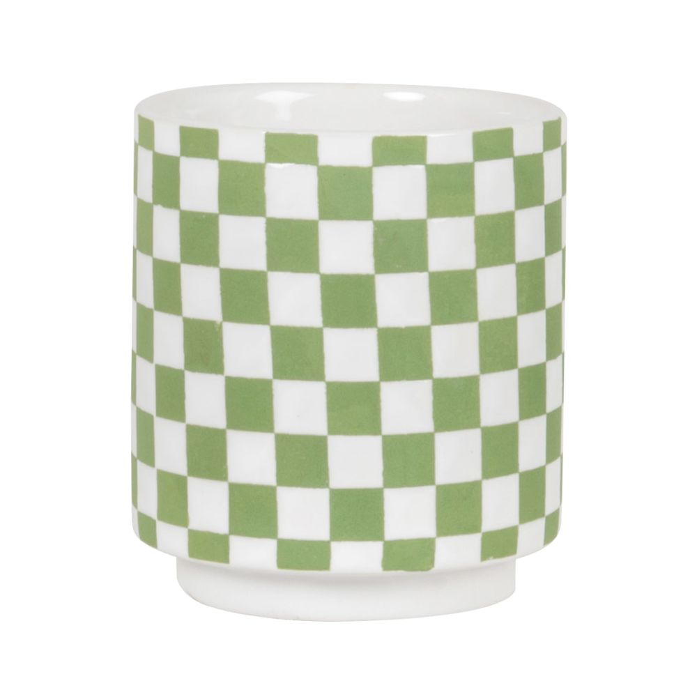 Vase en porcelaine vert et écru H11