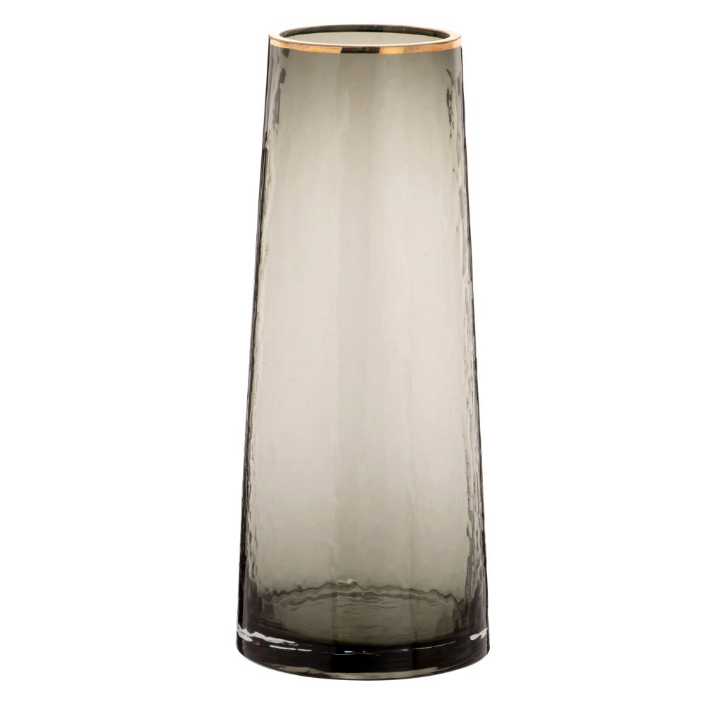 Vase en verre et métal doré H27