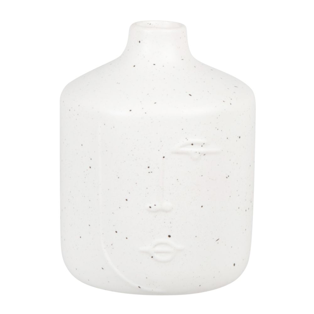 Vase visage en porcelaine sculptée blanche H12