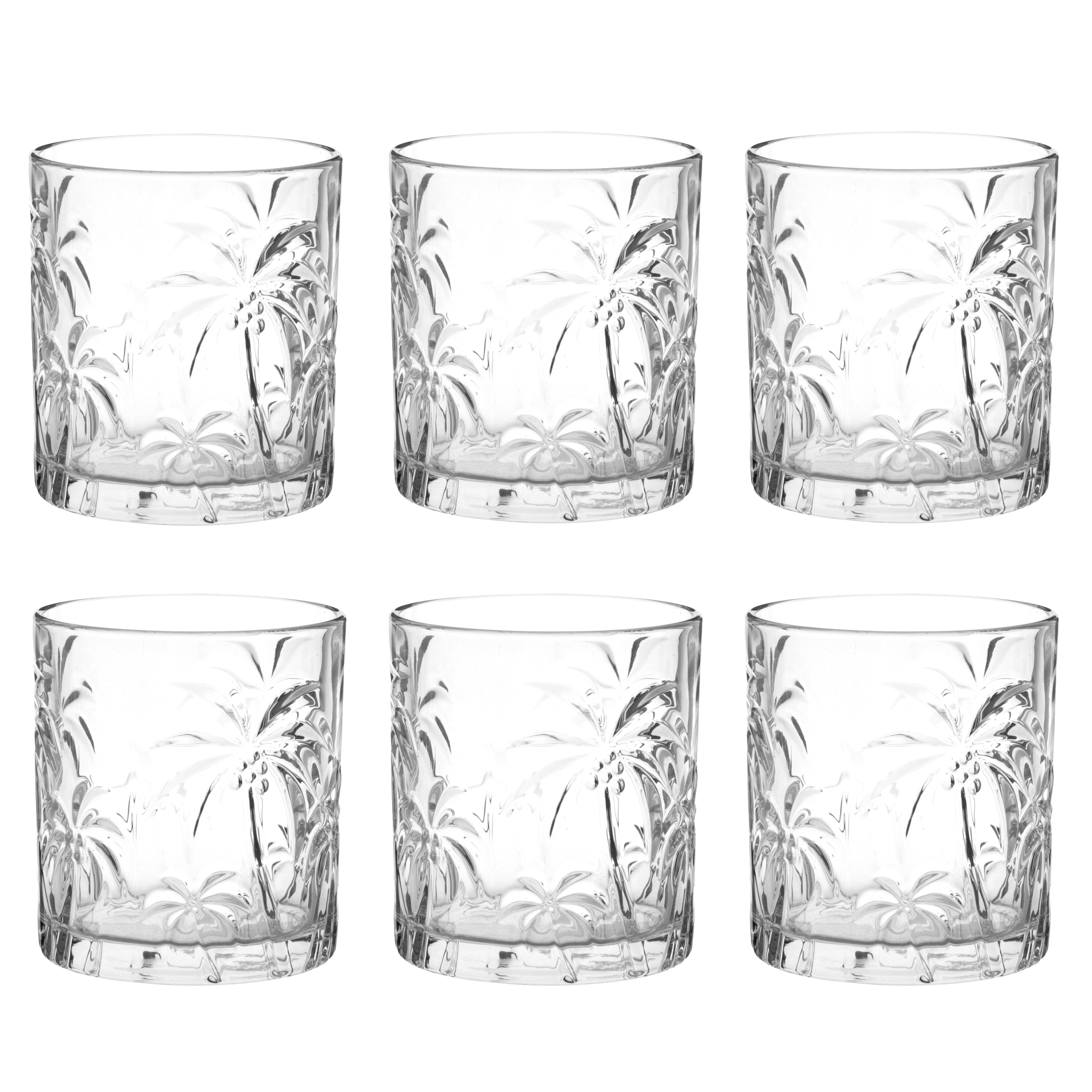 verre à cocktail en verre gravé motifs palmiers