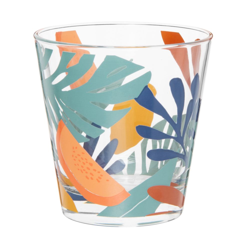 Verre motif végétal multicolore Verre motif végétal multicolore