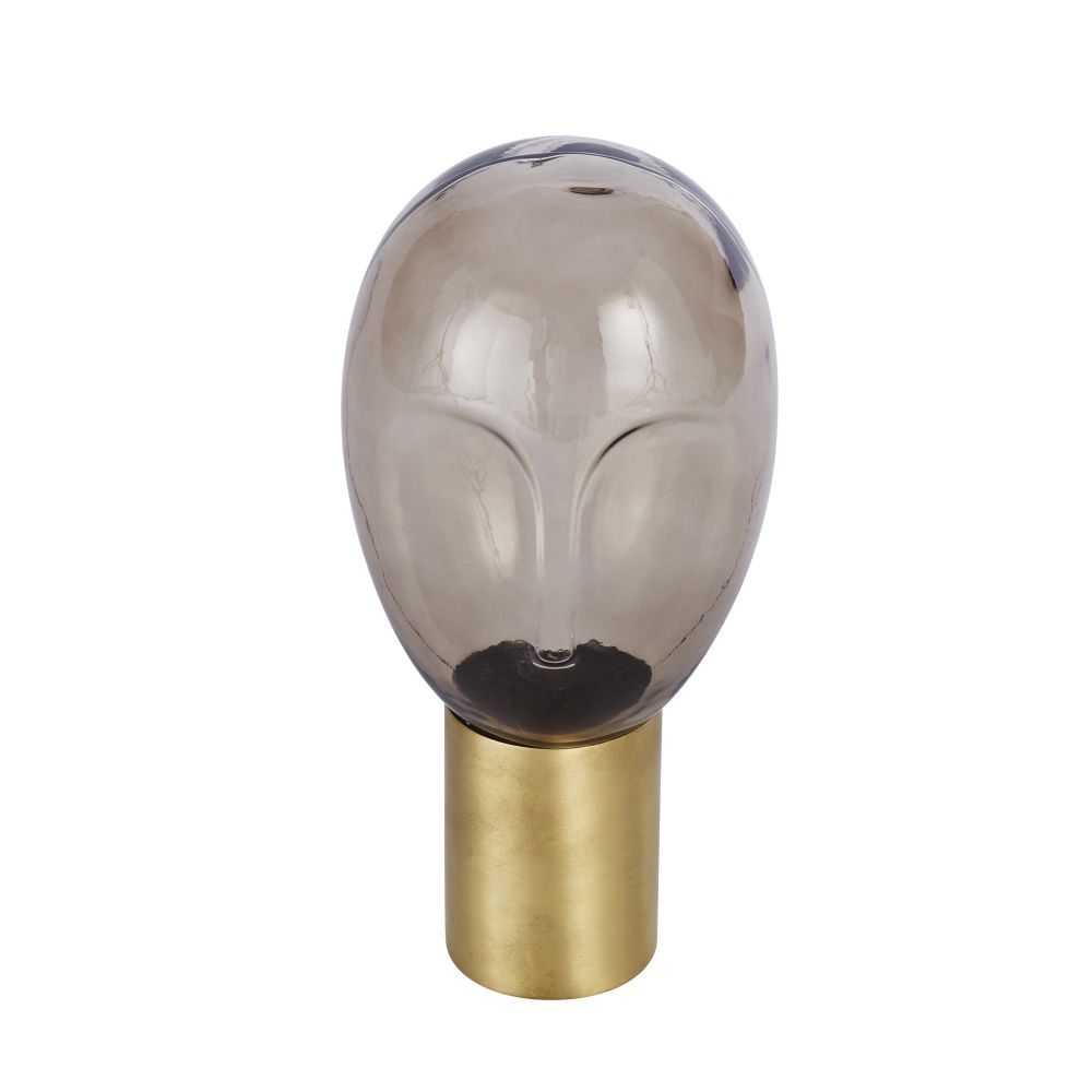 Visage en verre fumé et métal doré H34 Visage en verre fumé et métal doré H34