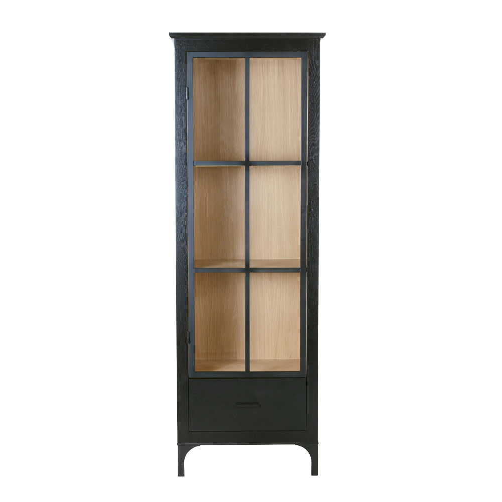 Vitrine 1 porte noire et verre trempé (photo) Vitrine 1 porte noire et verre trempé