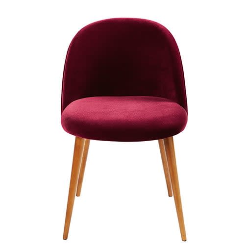 Bordeaux En Vintage Et Bouleau Chaise Velours PuiOkZXT