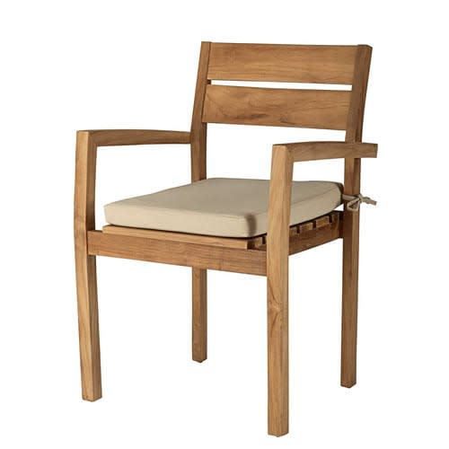 De En Teck Et Jardin Massif Écru Fauteuil Empilable Coussin j3A54LRq