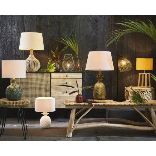 Et Doré Lampe Métal Coton Rose Ananas En 4AL3R5qcj