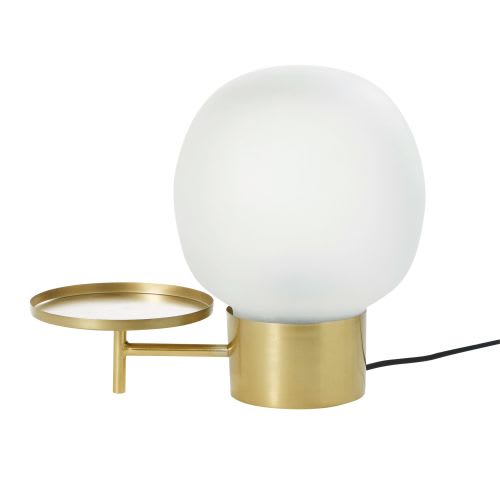 Et Métal En 0nwovmny8 Doré Tablette Lampe Avec Blanc Verre dshrCxtQB