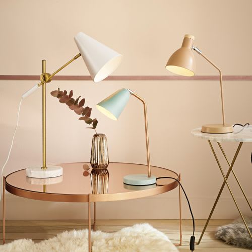 De Métal Bureau En Poudré Rose Lampe cAjSRq3L45