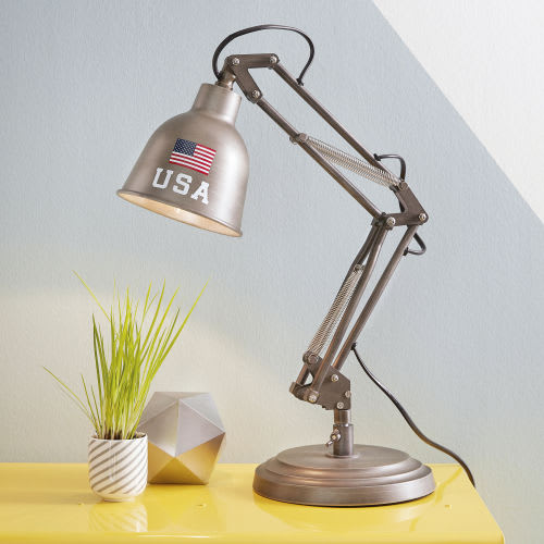 Lampe De Bureau Indus En Métal Gris FJKclT13