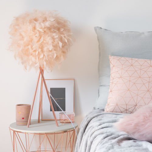 Jour Plumes Lampe Métal Roses En Abat Et RjL5ASc34q