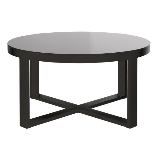 Et Ronde Table Jardin En Noir Aluminium Verre De Trempé Basse Own80Nvm