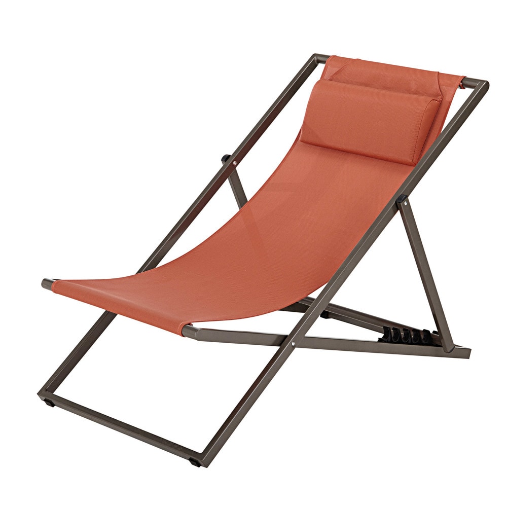 Chaise longue en toile plastifiée terracotta Split  Maisons du Monde