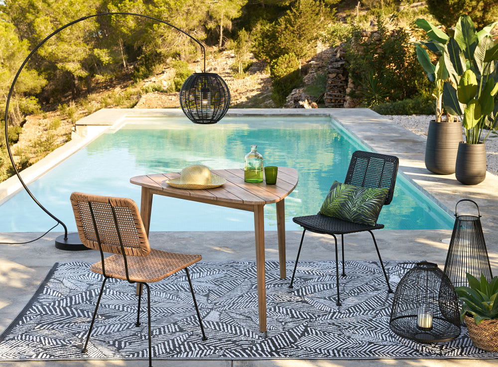 Triangular Solid Acacia 3 Seater Garden Table L110