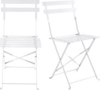 2 opvouwbare tuinstoelen van wit epoxymetaal H80 2 opvouwbare tuinstoelen van wit epoxymetaal H80