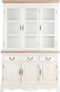 Armário com portas de vidro e três gavetas de cor creme Armário com portas de vidro e três gavetas de cor creme