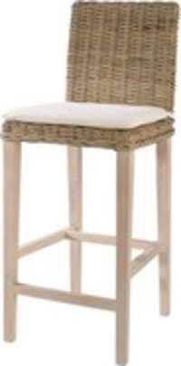 Barstuhl aus Rattan und massivem Mahagoni, taupe Barstuhl aus Rattan und massivem Mahagoni, taupe